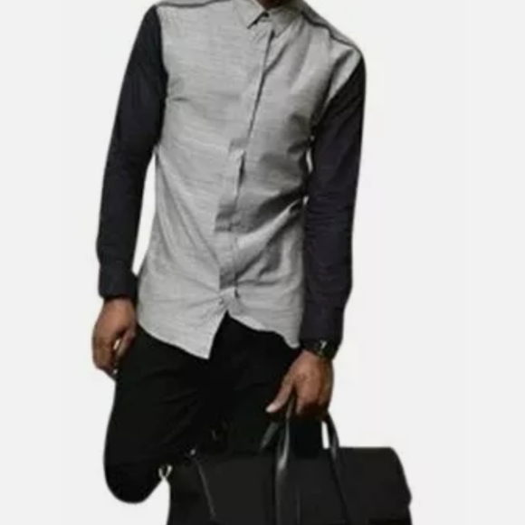 NWT 3.1 Phillip Lim Gray/Black Button Down Sz SM - Picture 10 of 13